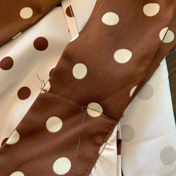 ASOS Y.A.S one shoulder mini dress in chocolate polka dot Size Small - Picture 7 of 12